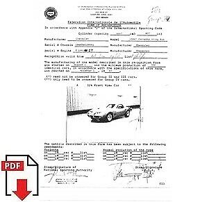 1968 Chevrolet Corvette 427 (19467) FIA homologation form PDF download